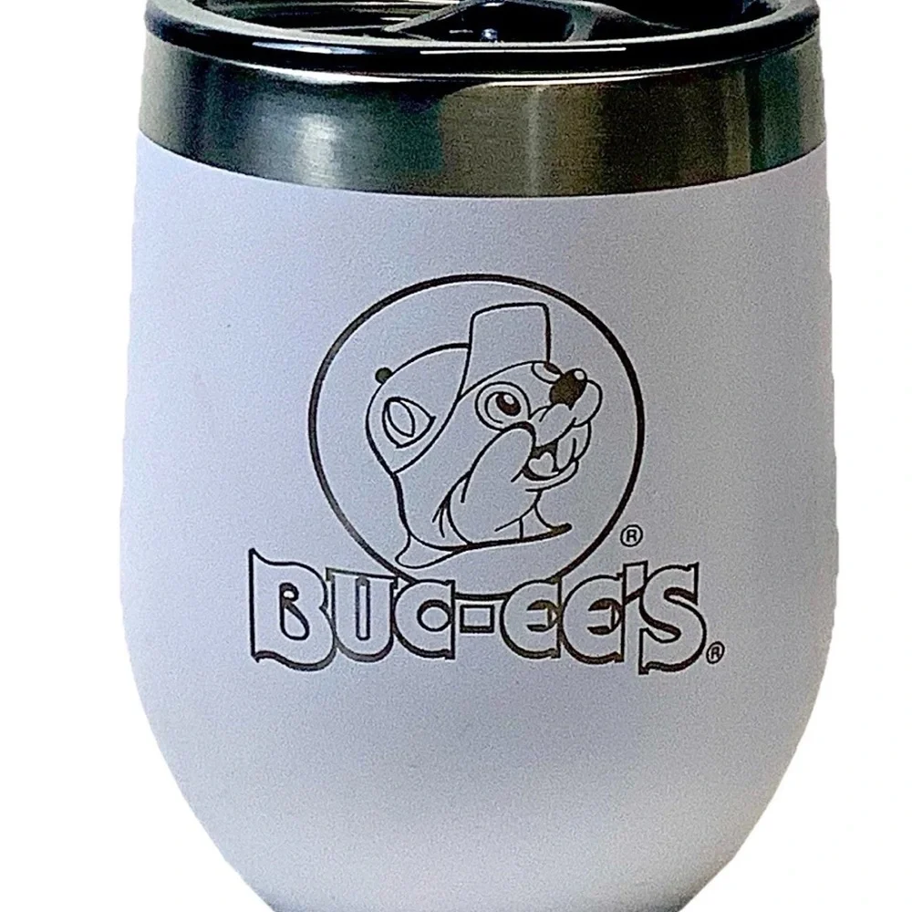Buc-ee's Wine Coffee Travel Tumbler White w/ Gray Top 10oz Cup Yukon‎ Outfitters